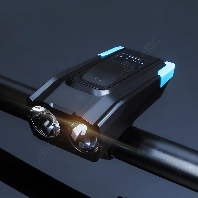 全新單車觸控喇叭燈：「4000mAh」雙T6遠近光LED USB充電自行車頭燈 防水腳踏車前燈 大電池強續航快拆大燈