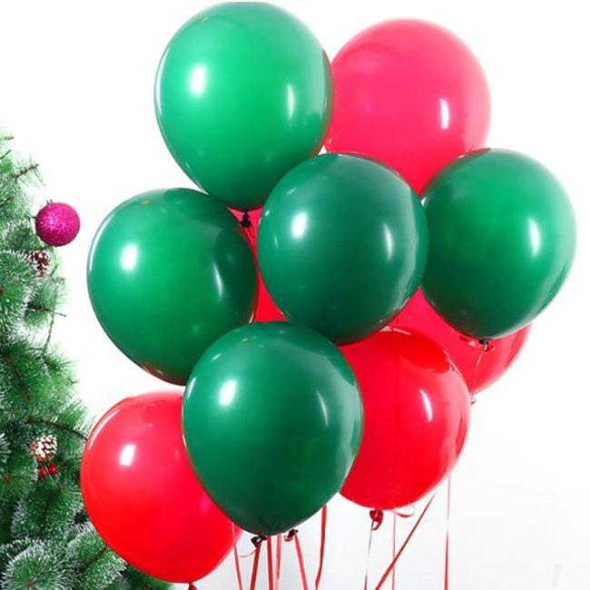 聖誕節 布置氣球 加厚 乳膠氣球 (12吋/10入)圓型氣球 空飄 氣球 聖誕節氣球 紅綠耶誕【M440009】