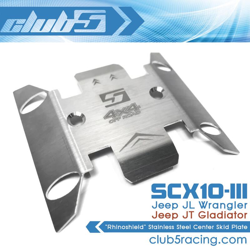 -CLUB 5- SCX10III 三代 牧馬人/角鬥士可用 不鏽鋼 底板護板 下護板 保護底盤C-AXA-023
