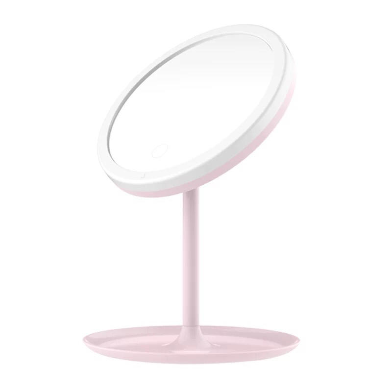 邊框發光 化妝鏡 快拆型 方便收納 充電式 白色 粉色 兩款