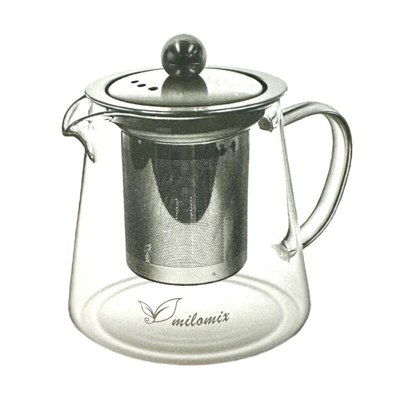 milomix 純淨 耐熱玻璃壺 茶壺 玻璃茶壺 高硼矽玻璃壺 耐熱 可明火加熱 泡茶壺玻璃 過濾泡茶壺 咖啡分享壺
