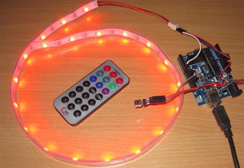 偉克多Arduino專題製作=遙控彩燈，以遙控器 控制WS2812全彩RGB LED(20燈)， C程式設計，免費賴諮詢