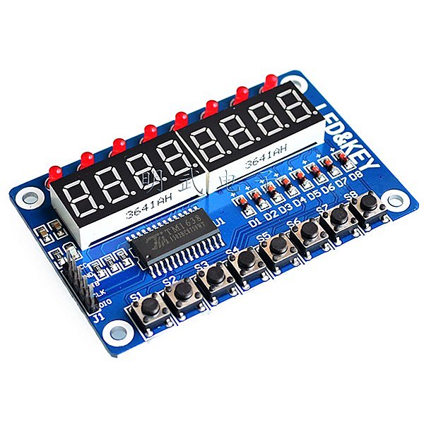8字元LED顯示模組TM1638 發光二級體顯示板 可按鍵設定調整 Arduino 51開發板 