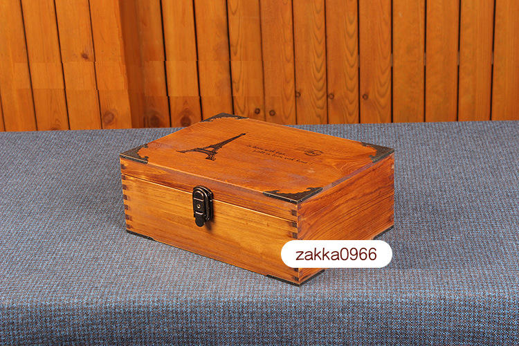 Boo zakka 生活雜貨 巴黎鐵塔 鎖盒 帶鎖 收納木盒 收納盒 大款 原木 深木色 艾菲爾鐵塔 OBO25F2
