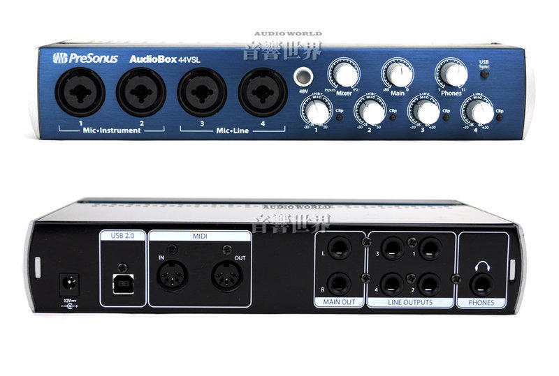 音響世界二館: Presonus AudioBox 44VSL USB2.0 四軌錄音介面/音效卡