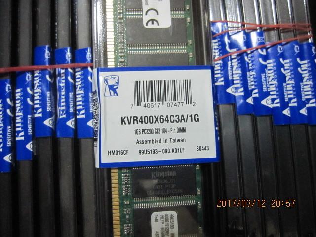 全新盒裝 金士頓 雙面顆粒Kingston DDR400  1GB KVR400X64C3A 1G 桌上型記憶體終身保固