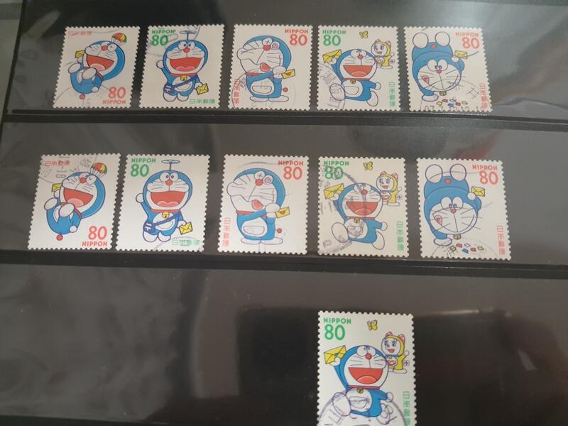 多拉A夢 日本郵票 舊票 信銷 一套5張
