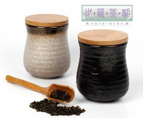 世藏茶酩茶葉罐 陶瓷竹制粗陶 密封罐創意特色 鐵觀音普洱醒存茶