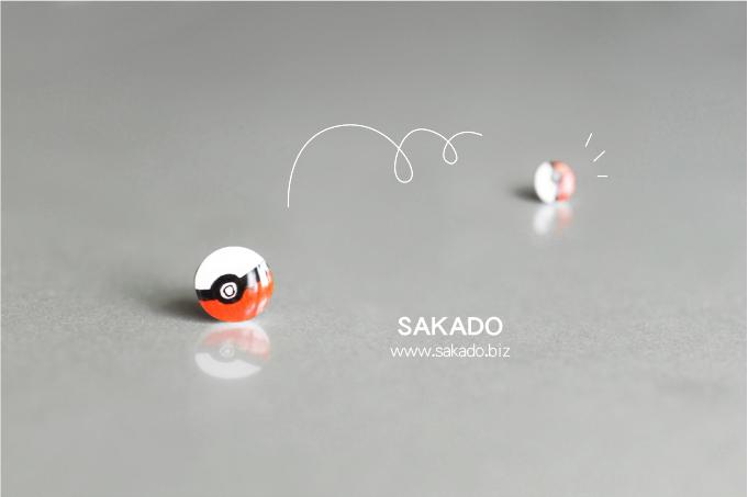 阪堂SAKADO熱縮水晶手工耳釘--寶可夢pokemon神奇寶貝球
