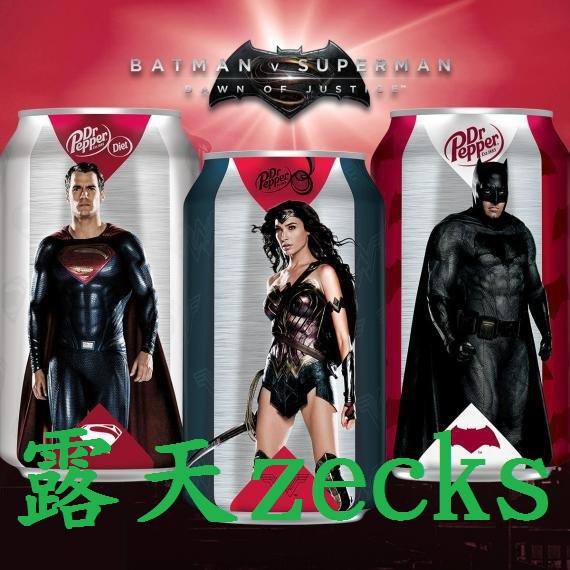 已售完 蝙蝠俠對超人 及神力女超人 Dr Pepper電影限量紀念罐　三罐一組