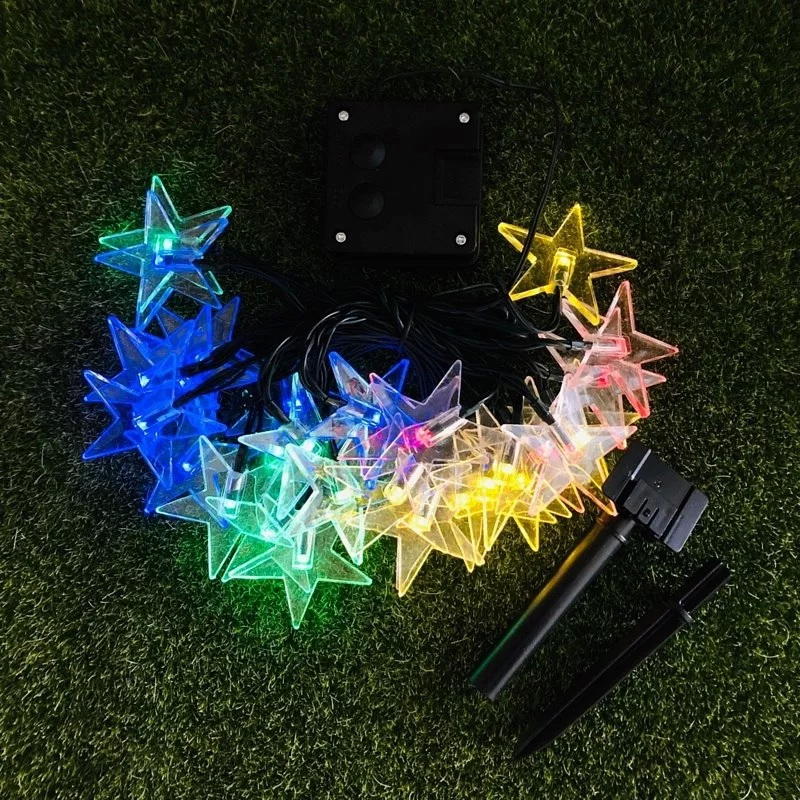☀️傑能科技☀️太陽能30LED星星戶外防雨燈串 節慶 裝飾燈 聖誕節 耶誕節 庭園燈 C-34 面向陽光