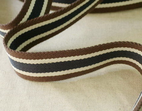 【米拉 帆布工坊】米咖藍條紋棉織帶 (編號：藍004) 寬3.8 ㎝ / 厚0.25 ㎝ / 一碼(=90cm) 45元
