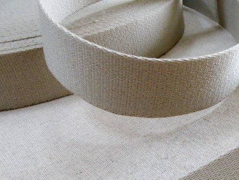 【米拉 帆布工坊】 米灰色棉織帶 (編號：米007） 寬3.8 ㎝ / 厚0.22 ㎝ / 一碼(=90公分) 35元