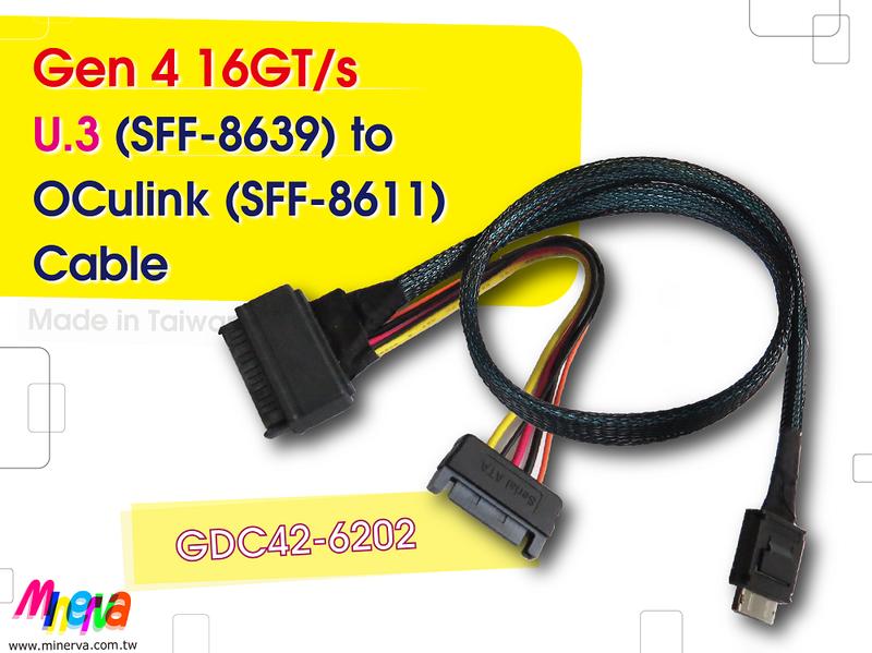 OCulink 4i (SFF-8611) PCIe 4.0 to U.3 (SFF-8639)Cable, 50cm