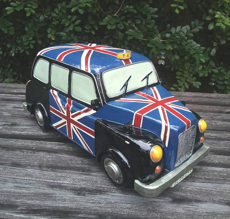 【浪漫349】 英倫英國米字旗大款撲滿存錢筒taxi計程車 波麗材質
