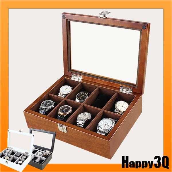 【天然實木】分格收藏盒 首飾盒 手錶盒 天然水性漆 內附絨布 上蓋附鏡子 -白/棕/黑【AAA1061】