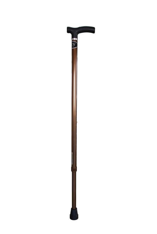【台灣製造】鋁合金 鋁製 十段式伸縮 單手拐 老人手杖 拐杖 休閒手杖 伸縮杖 登山杖 LUCY CA-201 古銅色