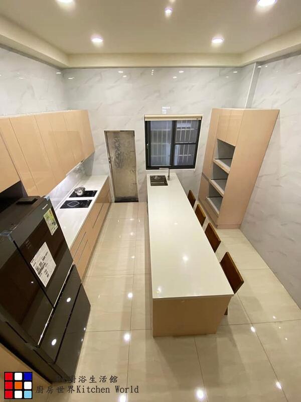 【KW廚房世界】高雄 客製化 歐化系統廚具 上下櫃 一字型 流理台 284公分 + 電器櫃 + 中島