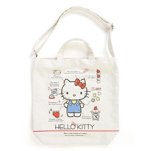 三麗鷗 日本正版  Kitty 凱蒂貓2-way 兩用帆布包/提袋  可手提和側背 可愛又實用