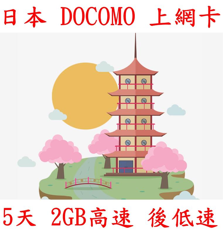 【杰元生活館】DoCoMo 日本上網卡 5日 2GB高速 後低速128kbs吃到飽
