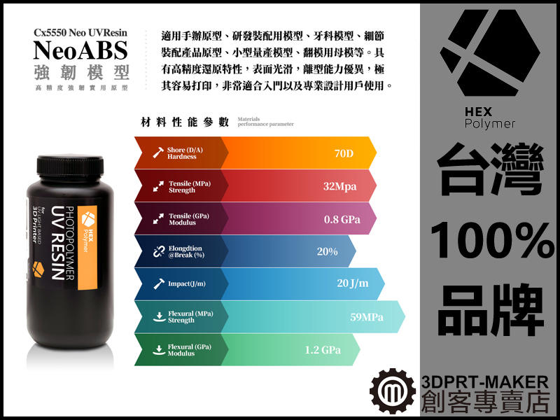 【3DPRT 專賣店】聚六CX5550 全新類ABS  光固化樹脂 光敏樹脂 DLP LCD 台灣製★A02A01★