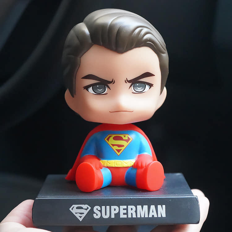 超人搖頭娃娃公仔 正義聯盟超人汽車擺飾 超人手機架公仔 蝙蝠俠車載搖頭娃娃 蛋糕裝飾品
