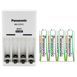 低自放 Panasonic 松下 CC51C 3號 4號 電池 充電器 附 EVOLTA 充電池 x4 送電池收納盒