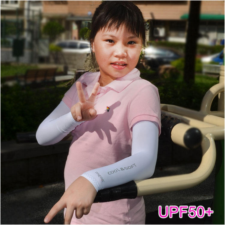 兒童袖套防曬袖套UPF50+防紫外線冰絲涼感彈性透氣快乾戶外運動遊戲騎車手臂遮陽MEGA JAPAN COOUV
