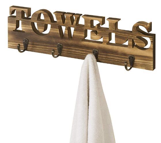 8720A 日本製 仿古燒木英文字母Towel掛鉤 壁掛掛勾牆面多功能排鈎浴巾架掛架毛巾掛架衛浴房間掛鉤