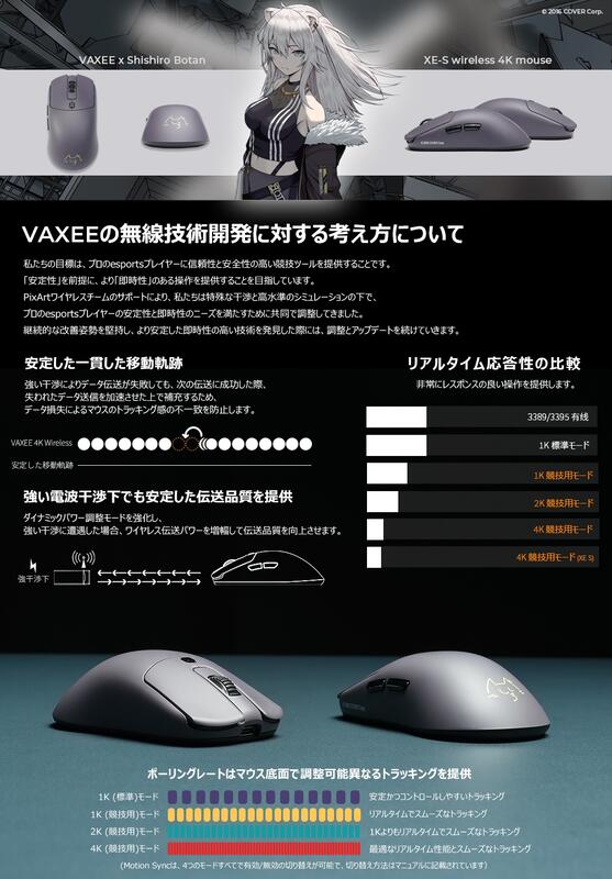 Shishiro Botan XE-S ワイヤレスマウス (4K) 獅白ぼたん（噗噗屋