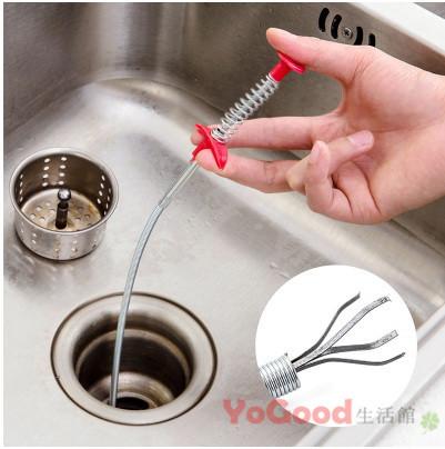 [YoGood生活館] 廚房水管疏通器 彈簧疏通工具 通管器 毛髮勾 通水管 60CM