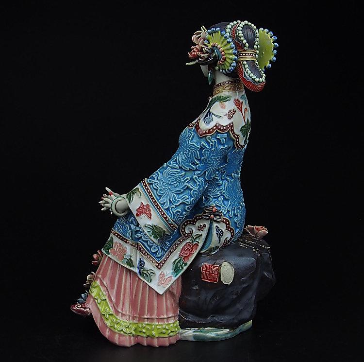 旦旦妙石灣公仔大師林偉東精品初夏人物仕女工藝品陶瓷擺件電視櫃裝飾品