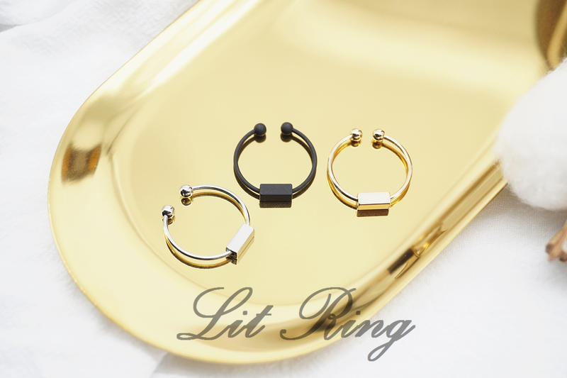 【Lit Ring】簡約長方塊開口戒指。質感 幾何 小方塊 長方形 可調式 戒指 飾品 禮物 首飾
