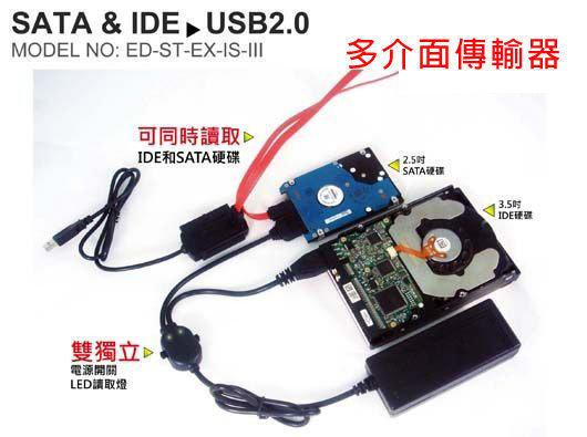 【鳥鵬電腦】easy diy ED-ST-EX-IS-3 多介面傳輸器 IDE轉USB 讀取IDE和SATA硬碟 快捷線