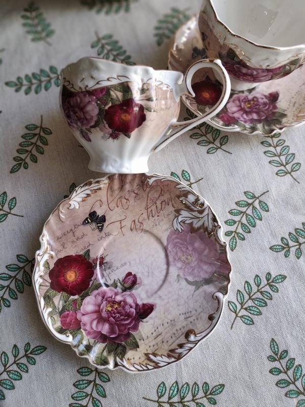 英式古典優雅宮廷風玫瑰陶瓷杯盤--售杯盤組(運費可合併請詢問)