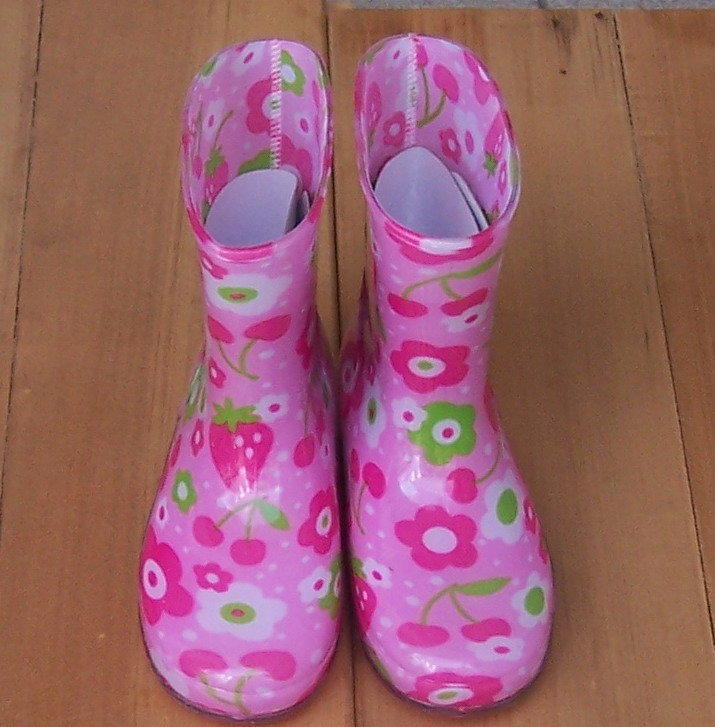 日本HAPPY MOUSE櫻桃草莓花朵圖案水晶果凍雨鞋/雨靴$零碼出清特價299元