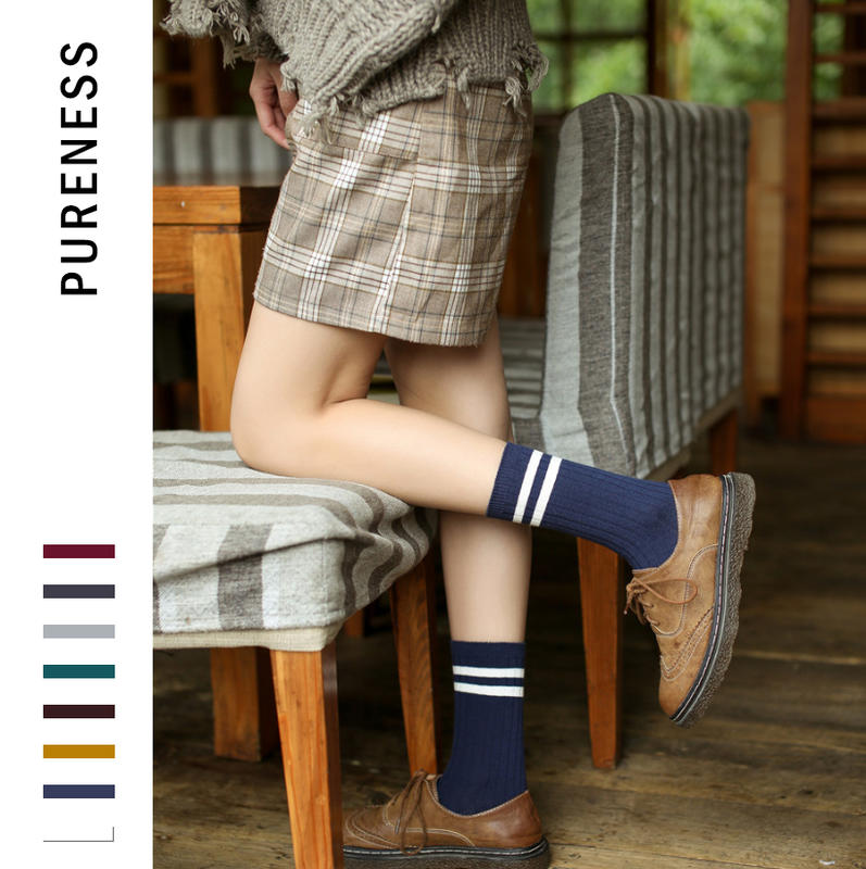 極簡舍．素色中筒襪／秋冬素色襪子 堆堆襪