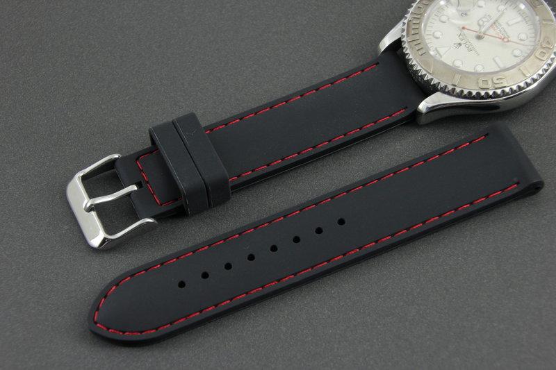 來來鐘錶~歐洲市場同步上架賽車疾速風格高質感silicone strap 20mm矽膠錶帶不鏽鋼製錶扣,紅色縫線iwc