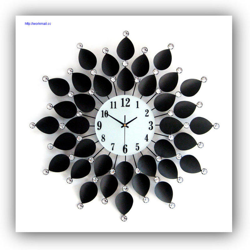 【yes99buy加盟】大號奢華鐵藝鑲鑽時鐘時尚創意個性歐式鐘錶客廳靜音掛t19116656395