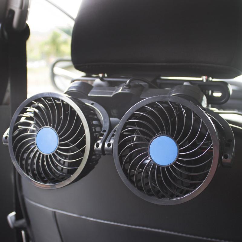 車用電風扇 靜音風扇 汽車 空調 雙頭 後座 車載風扇 12V 電風扇 椅背 夾式 大風量 車內降溫 【K0102】