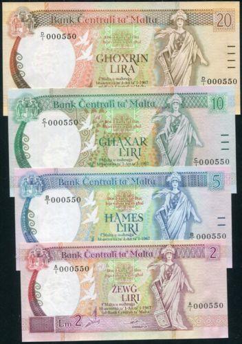 [阿宏的紙幣世界]Malta(馬爾他)1967(1989)  P41-44 4枚全套 UNC 超低流水號 全同號極品