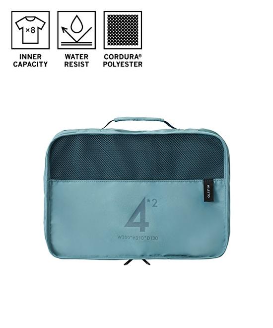 【航空便】MILESTO極簡旅行收納袋 4L*2上下雙層分隔防潑水耐用材質素面行李箱整理網包 日本正規品