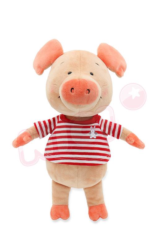 【歐米迪斯】NICI 30cm紅條紋小豬威比坐姿玩偶