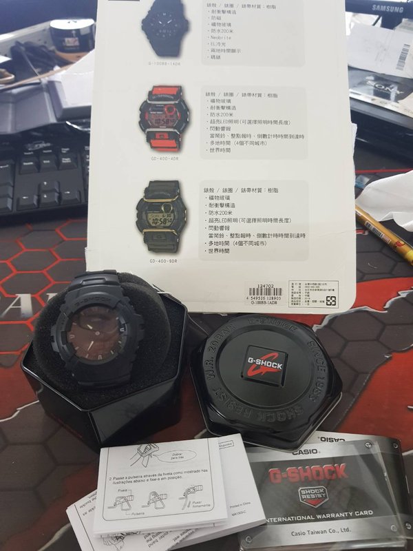 福利品 CASIO 卡西歐 G-SHOCK 指針數字雙顯錶(消光黑) G-100BB-1ADR 手錶