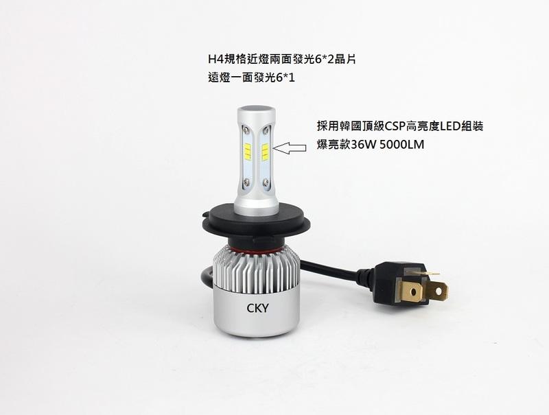 爆亮款LED大燈 36W 5000LM H4 HS1 9005 9006 採用進口韓國CSP高亮度晶片不散光打鳥