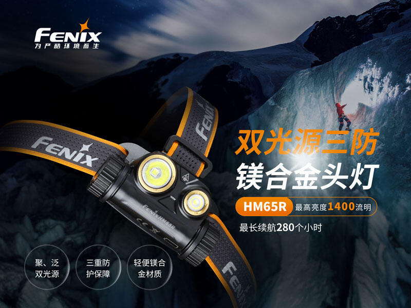 【點子網】公司貨 FENIX HM65R 1400流明 雙光源頭燈 內附原廠電池 鎂合金材質 散熱佳 聚光泛光雙火力