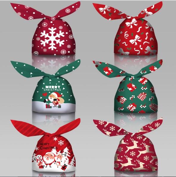 鴨鴨小舖【H87】聖誕節兔耳袋 50入 包裝袋 糖果袋 餅乾袋 麵包袋 聖誕節 點心袋 喜糖袋 禮物袋 交換禮物