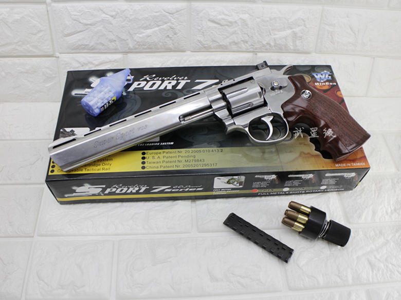 台南 武星級 WG 8吋 左輪 手槍 CO2直壓槍 銀 ( 左輪槍8吋SP 703直壓槍BB槍BB彈玩具槍瓦斯槍模型槍