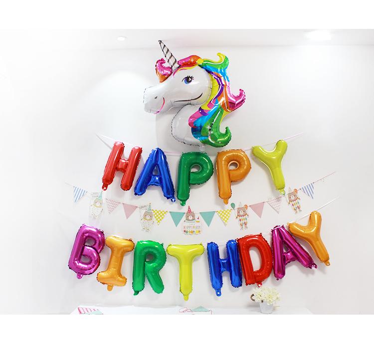 [ 歡樂 淘寶 ]  獨角馬氣球  可愛生日派對鋁箔氣球 露營戶外帳篷生日佈置 寶寶生日快樂