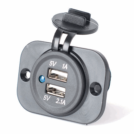 雙USB 車充 單孔固定板  整合 USB 12V 速可達 行動電源 環島 機車 充電 防水【TU-B】